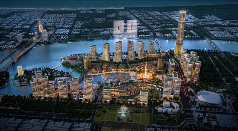 Phối cảnh minh họa quần thể Da Nang Downtown rực rỡ về đêm. Ảnh Sun Group