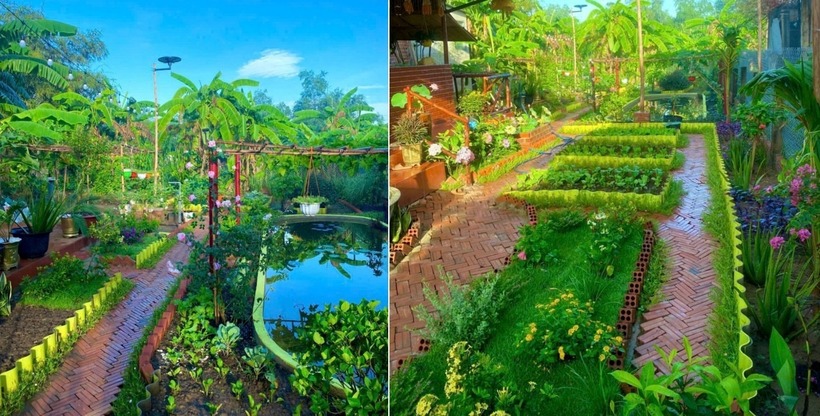Khu vườn và hồ nuôi cá. Ảnh: VietNamnet