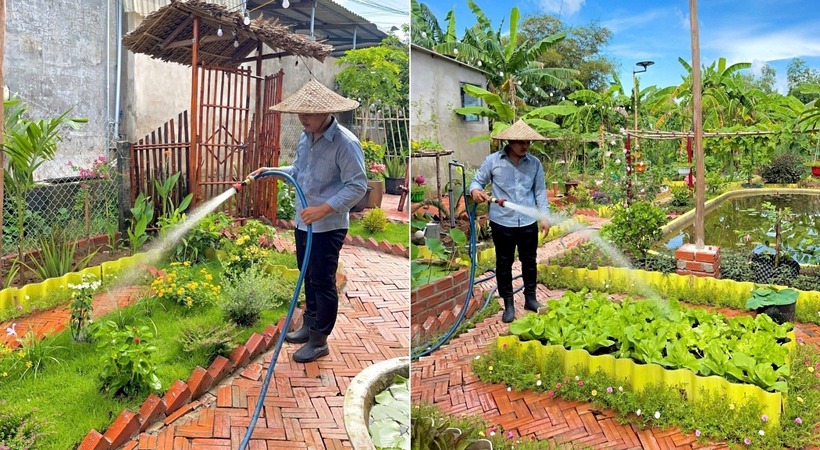 Chàng trai Vĩnh Long bỏ phố về quê, biến đất hoang sau nhà thành khu vườn "chữa lành". Ảnh: VietNamnet