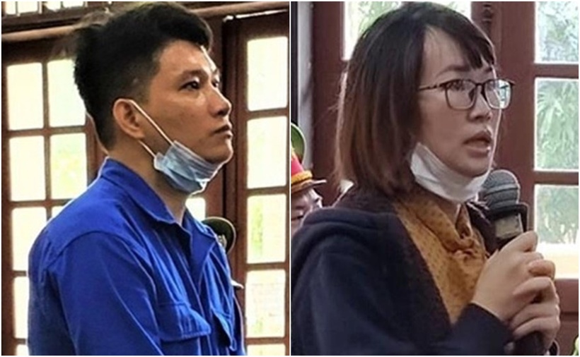 Bị cáo Cao Tài Năng và vợ tại tòa. (Ảnh: Người lao động, Thanh niên)