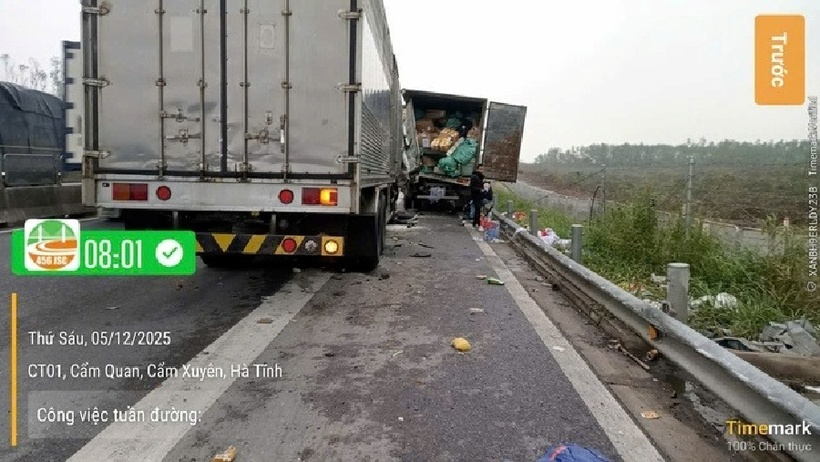 Hiện trường vụ tai nạn giao thông. Ảnh: Báo Người lao động.