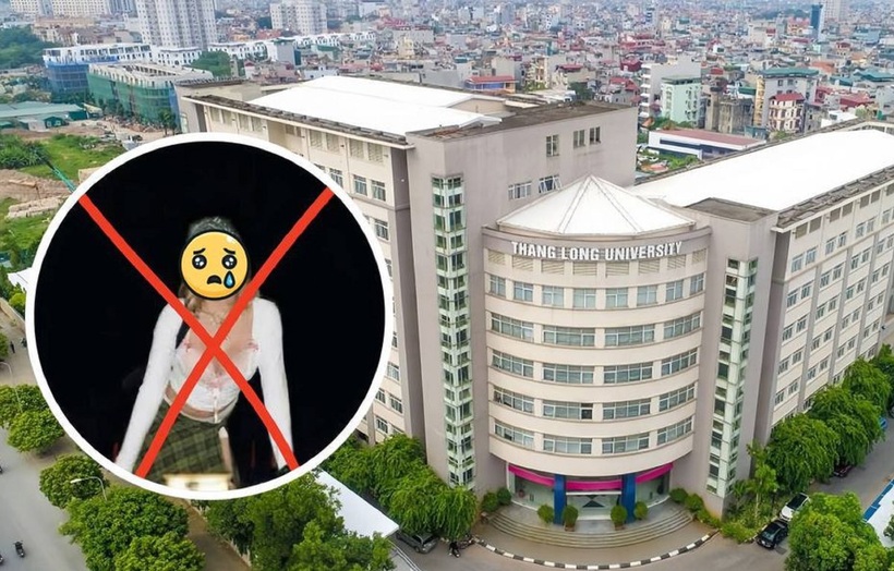 Hình ảnh phản cảm của cô gái được cho là sinh viên Trường Đại học Thăng Long.