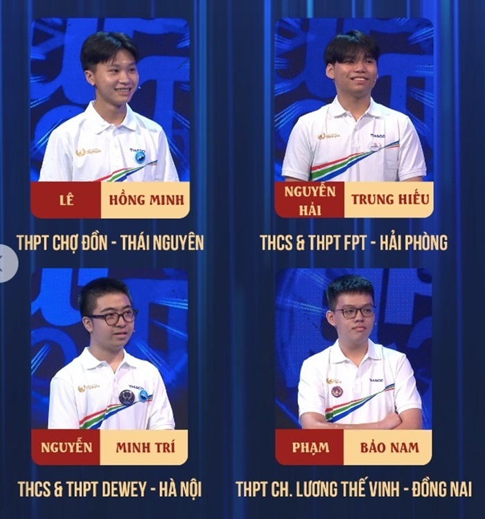 Bốn thí sinh trong trận tuần 2 tháng 2 quý I Đường lên đỉnh Olympia năm thứ 26. Ảnh: Báo Tiền phong.
