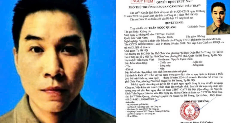 Truy nã đối tượng Trần Ngọc Quang.