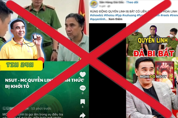 Nhiều kênh mạng xã hội liên tục đăng tải các nội dung "Quyền Linh bị bắt". (Ảnh: chụp màn hình)
