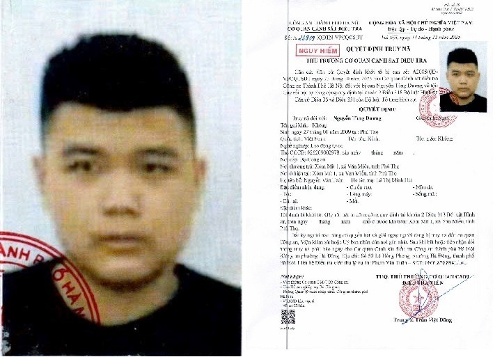 Nguyễn Tùng Dương bị truy nã về tội Gây rối trật tự công cộng.