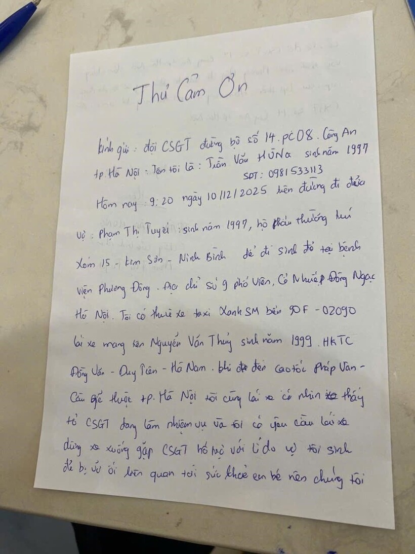 Anh Trần Văn H. gửi thư cảm ơn tổ công tác vì sự hỗ trợ tận tình.