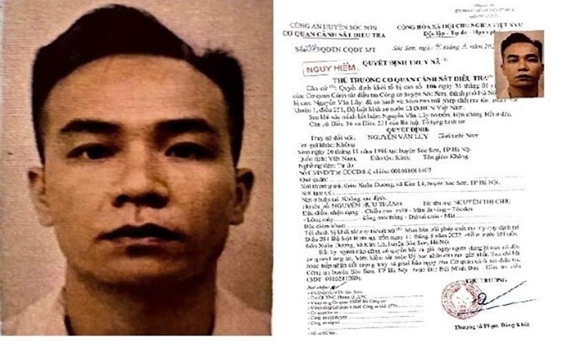 Quyết định truy nã đối tượng Nguyễn Văn Lũy. (Ảnh: Công an TP.Hà Nội)