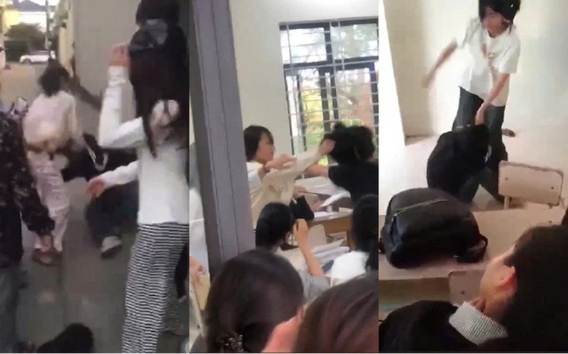 Những hình ảnh nữ sinh N. bị đánh hội đồng nhiều lần. Ảnh: Người lao động