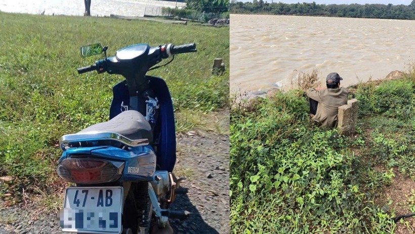 Trong suốt quá trình tìm kiếm, người cha ngày nào cũng có mặt bên bờ sông. Ảnh: Báo Tiền phong.