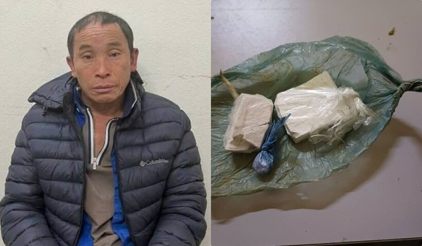 Đối tượng cùng tang vật. Ảnh: Công an tỉnh Lào Cai.