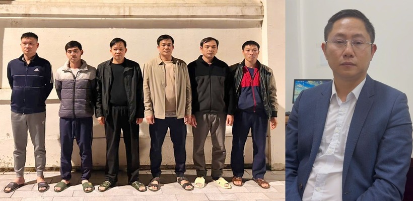 Đối tượng Nguyễn Xuân Sơn (phải) cùng 6 đối tượng bị khởi tố. Ảnh: VietNamNet.