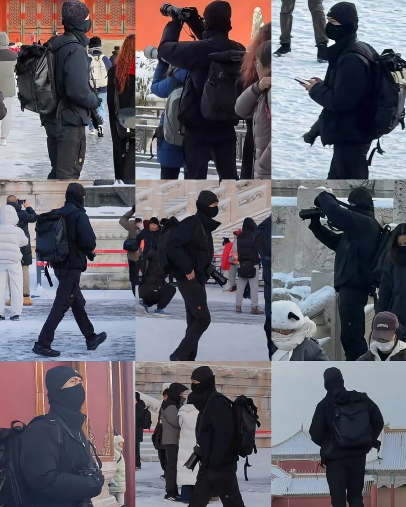 Giữa dòng người tấp nập tại Tử Cấm Thành, Lý Hiện vẫn bị cư dân mạng tinh mắt nhận ra dù đã cải trang kín mít. Nam diễn viên diện nguyên cây đồ đen từ đầu đến chân, đội mũ len che gần kín gương mặt, chỉ để lộ đôi mắt, nhưng chiều cao nổi bật 1m85 cùng khí chất khó lẫn khiến anh nhanh chóng lọt vào tầm ngắm.