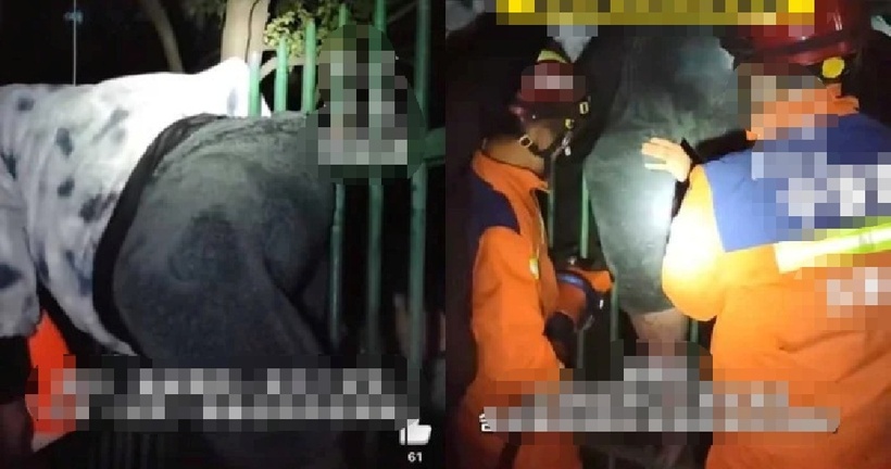 Một thanh sắt nhọn đâm thẳng vào phần mông khiến nạn nhân bị treo lơ lửng, đau đớn dữ dội và không thể cử động. Ảnh: Saostar.