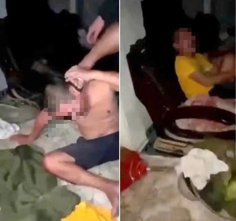 Nhóm học sinh làm nhục người đàn ông có dấu hiệu say rượu ở Huế. Ảnh: Báo Tuổi trẻ.