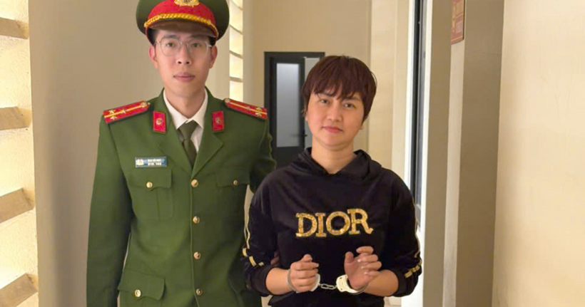 Nguyễn Thị Thu tại cơ quan công an. (Ảnh: Công an Thanh Hóa)