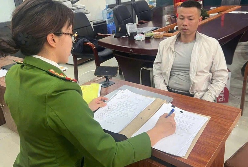 Doãn Việt Cường tại cơ quan công an. Ảnh: Dân trí