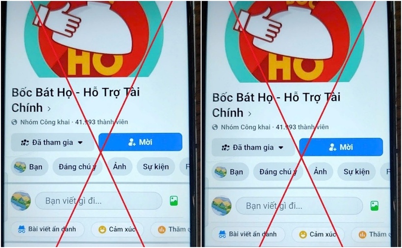 Hội nhóm cho vay lãi nặng trên mạng. (Ảnh: Công an TP.Hà Nội)