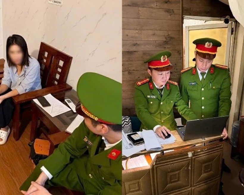 Kiểm tra nhà nghỉ vi phạm tại phường Yên Hòa. Ảnh: Công an TP.Hà Nội