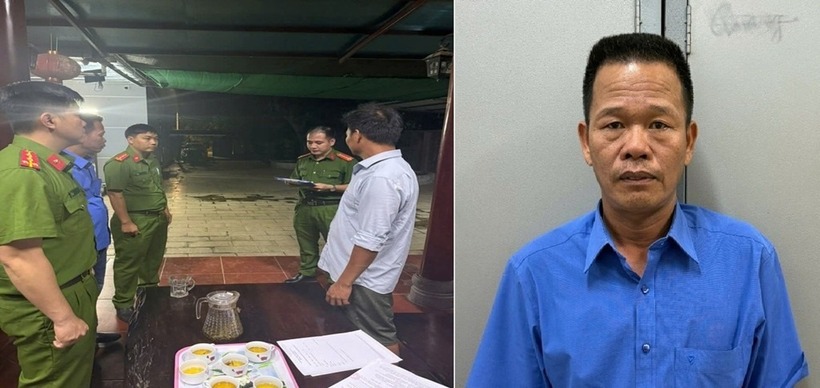 Cơ quan điều tra đọc lệnh bắt tạm giam bị can Nguyễn Ngọc Thắng. (Ảnh: Công an tỉnh Đồng Nai)