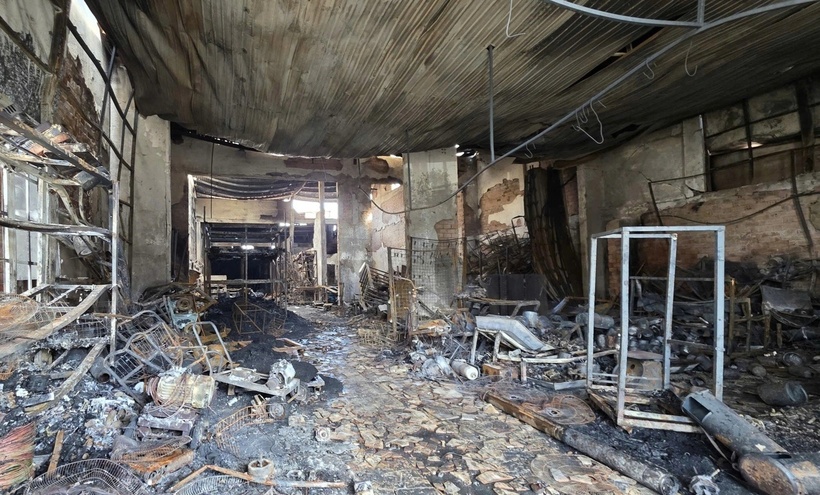 Bên trong hiện trường vụ cháy. (Ảnh: Dân trí)