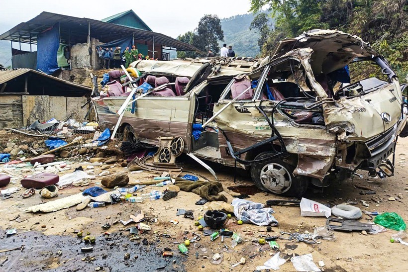 Hiện trường vụ tai nạn ở Lào Cai. Ảnh: VTC News