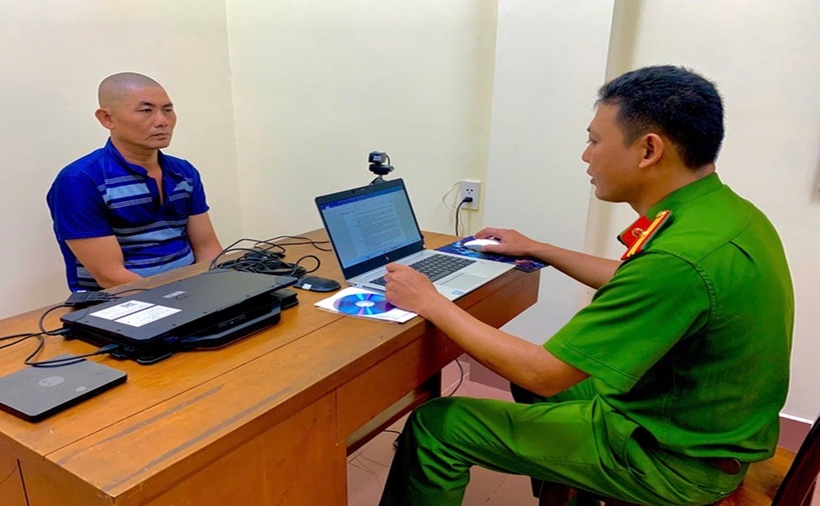 Cơ quan công an làm việc với Trần Văn Trung. (Ảnh: Người lao động)