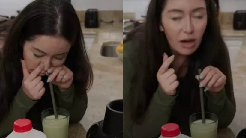 Thay vì ăn bằng miệng, người phụ nữ này lại có thói quen xay nhuyễn thức ăn rồi hít qua mũi. Ảnh: Ladbible.