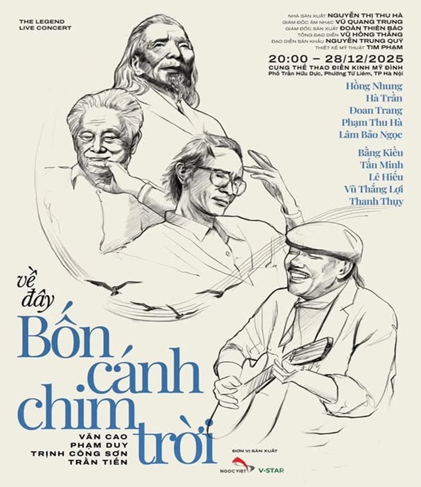 Poster "Về đây bốn cánh chim trời". (Ảnh: Ngọc Việt show)