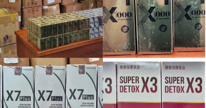 Các sản phẩm giảm cân của Ngân 98 chứa chất cấm, gây nguy hại cho sức khỏe. (Ảnh: Công an TP Hồ Chí Minh)