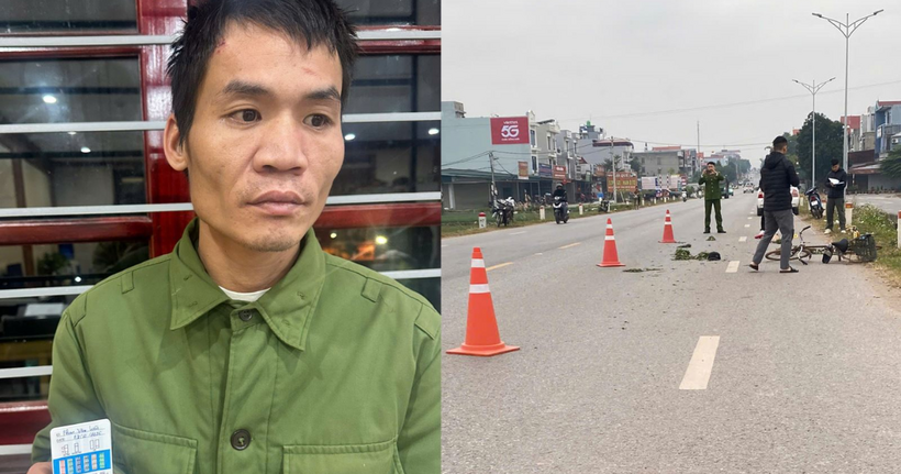 Đối tượng Phan Văn Liên và hiện trường vụ tại nạn. (Ảnh: Công an Bắc Ninh)