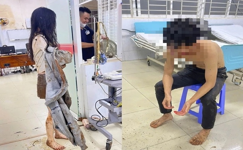 Sau khi được giải cứu, 2 nạn nhân được đưa đến trung tâm y tế để kiểm tra sức khỏe. Rất may cả 2 không bị chấn thương gì nghiêm trọng. (Ảnh: CLB Biệt đội hỗ trợ nhân dân 247 Long Khánh)