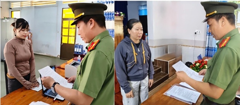 Bị can Nguyễn Thị Ái My (ảnh trái) và bị can Trương Thị Kim Tiên (ảnh phải). Ảnh: PLO.