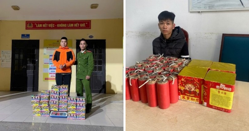 Các đối tượng cùng tang vật bị thu giữ.