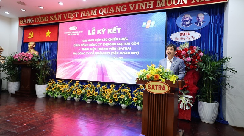 Ông Nguyễn Văn Khoa, Tổng Giám đốc Tập đoàn FPT chia sẻ hai bên sẽ cùng triển khai các sáng kiến chuyển đổi số nhằm thúc đẩy sự phát triển bền vững của lĩnh vực thương mại – dịch vụ