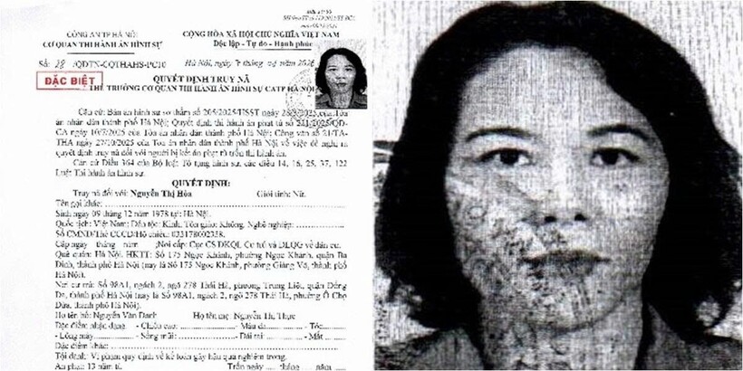Đối tượng truy nã Nguyễn Thị Hòa. Ảnh: Công an TP Hà Nội.