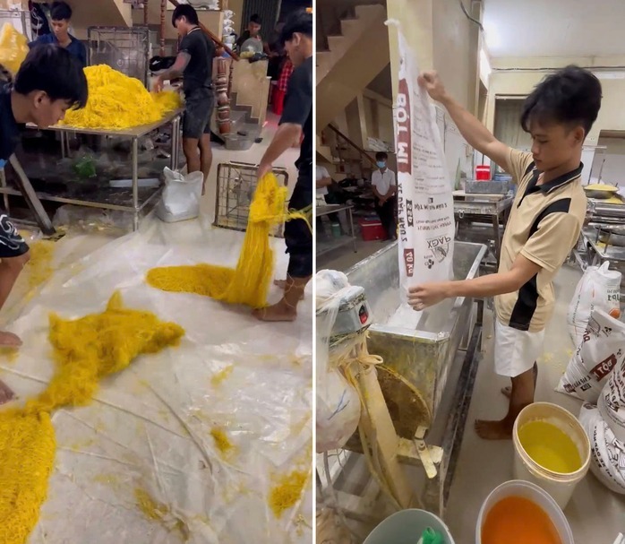 Mì sợi thành phẩm sau khi ngâm hoá chất. (Ảnh: Người lao động)