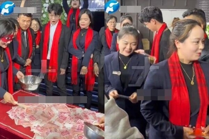 Chủ tiệm 21 tuổi phát vàng, thưởng cả tỷ đồng tiền mặt cho nhân viên. Ảnh: ETtoday.