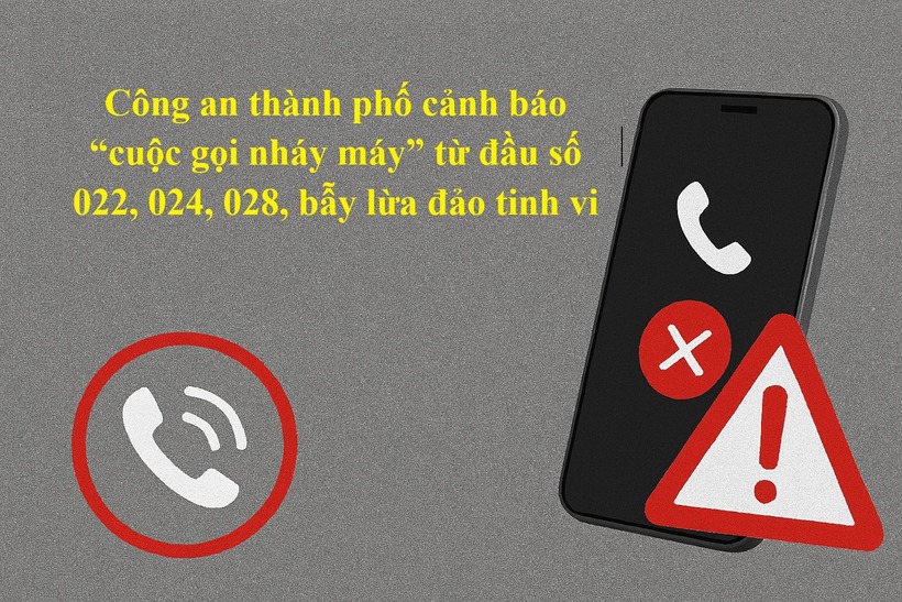 Công an TP Hải Phòng cảnh báo “cuộc gọi nháy máy” từ đầu số 022, 024, 028. Ảnh: Công an TP Hải Phòng.