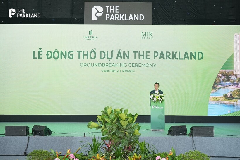 Đại diện đơn vị phát triển MIK Group chia sẻ tại Lễ động thổ Dự án