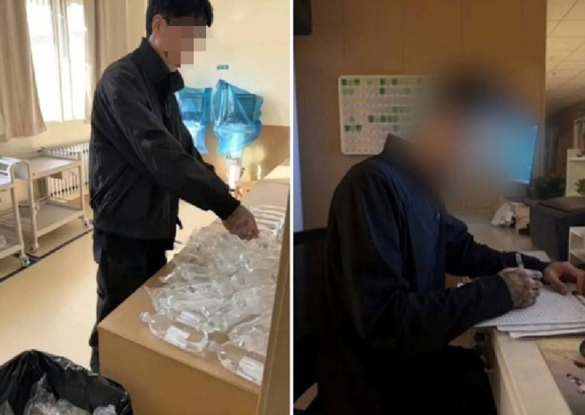 Bạn trai của nữ y tá sử dụng điện thoại và máy tính tại trạm y tá, viết báo cáo bệnh án. Ảnh: Gscn.