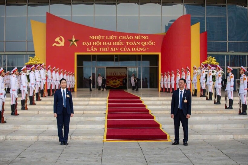 Các lực lượng làm nhiệm vụ tại trung tâm Hội nghị quốc gia.