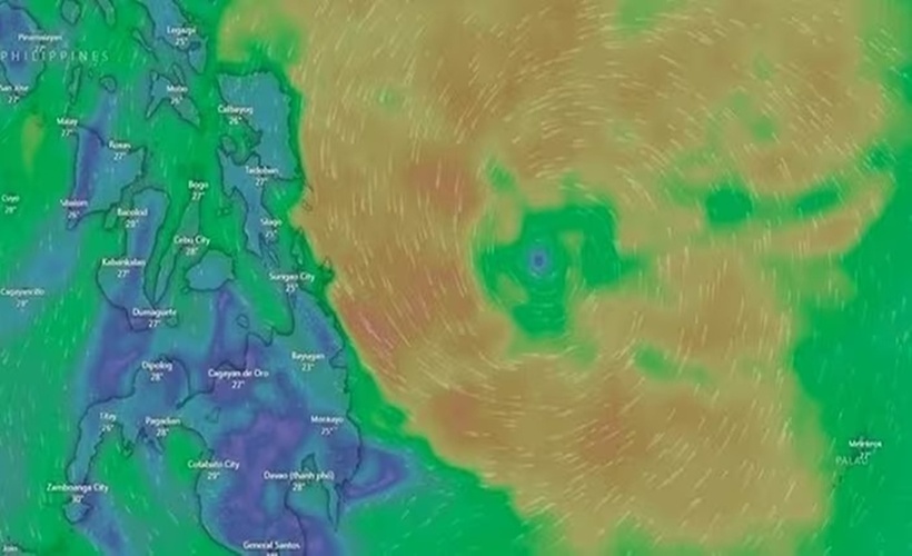 Ảnh khu vực hoạt động của bão Nokaen ở ngoài khơi Philippines. (Nguồn: Windy).