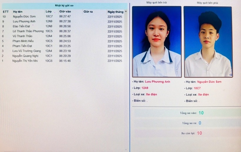 10 học sinh đi sớm nhất trường THPT Hàng Hải được khen, hôm 13/1. Ảnh: VnExpress