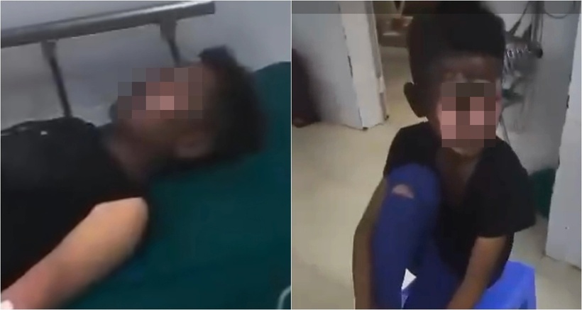 Hai học sinh được phát hiện trong tình trạng bỏng, cháy sém vùng mặt, tay, chân và tóc. Ảnh: Báo Dân trí.