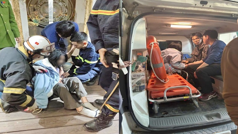 Cô gái được giải cứu an toàn và đưa đi kiểm tra sức khỏe. Ảnh: Pháp luật TP.HCM