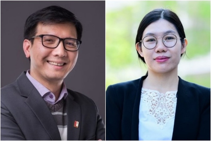 PGS.TS Chử Mạnh Hưng (trái) và TS. Vũ Thị Tần (phải) là hai nhà khoa học của Đại học Bách khoa Hà Nội vừa giành giải thưởng Sáng tạo châu Á năm 2025. Ảnh: HUST