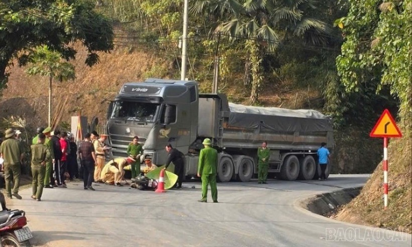 Hiện trường vụ tai nạn. Ảnh: Báo Lào Cai.