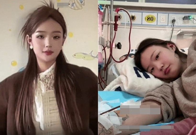 Cô gái trẻ tăng gần 30kg trong 6 tháng. Ảnh: Douyin.