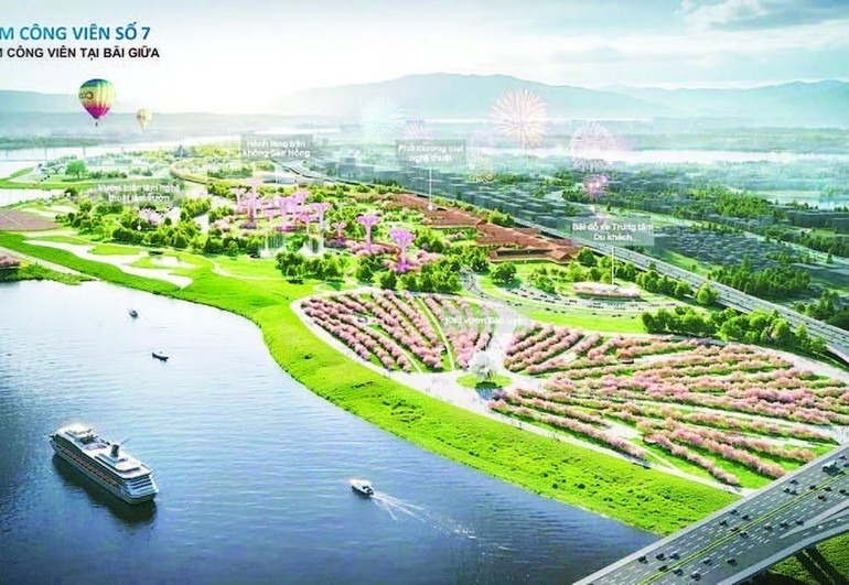 Phối cảnh dự án Công viên sinh thái tại bãi giữa sông Hồng.